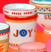 Porcelain Espresso Cup with Saucer/Lid - Strawberries - Mamma Mia - Baci Milano